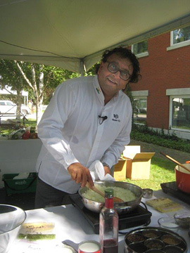 Vikram Vij preparing rice for curry