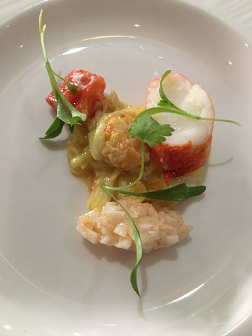a small piece with some purées and garnishes and so forth